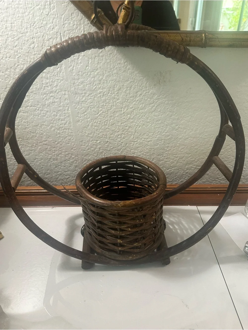 Rustic Brown Woven Bamboo Decorative Basket planter